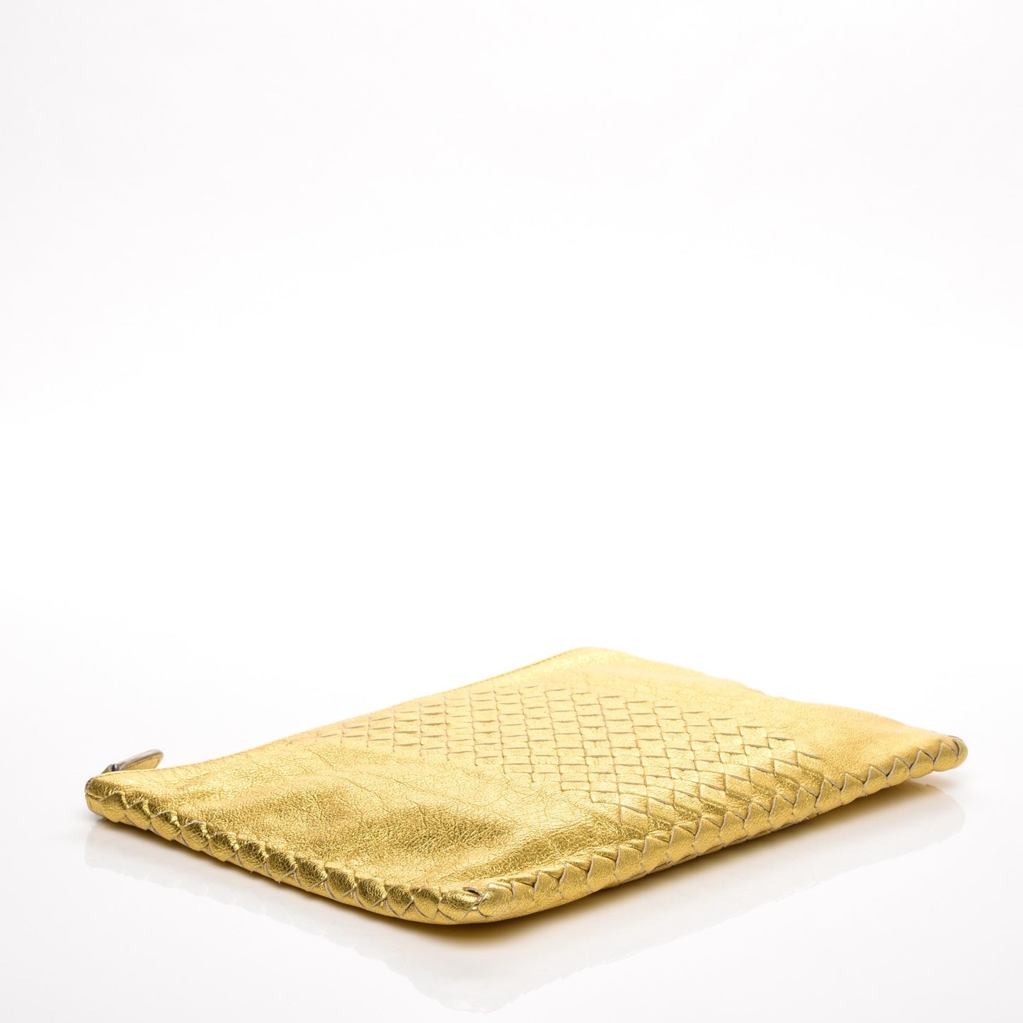 Metallic Intrecciato Pouch Light Gold