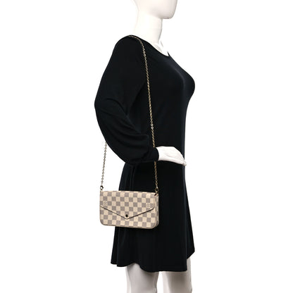 Louis Vuitton Damier Azur Pochette Felicie Chain Wallet Rose Ballerine 2 of 14