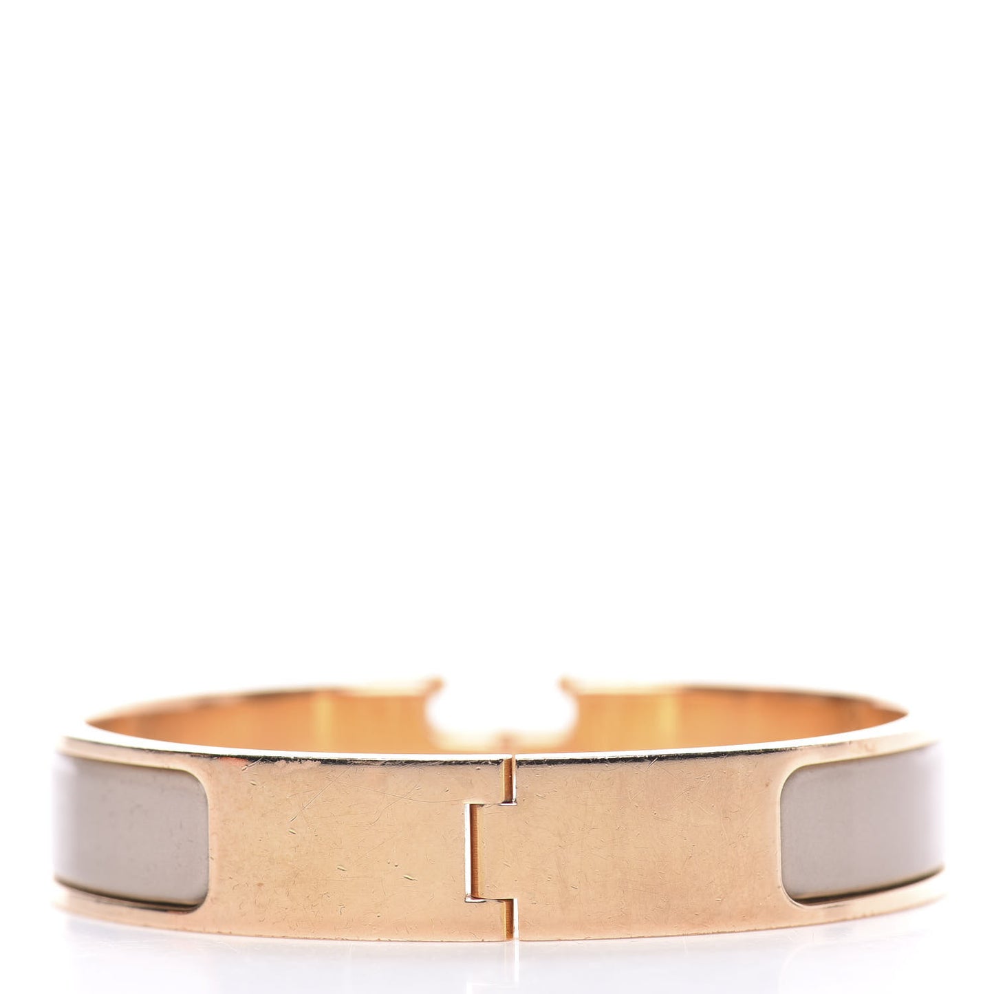 Enamel Clic Clac H Narrow Bracelet PM Marron Glace