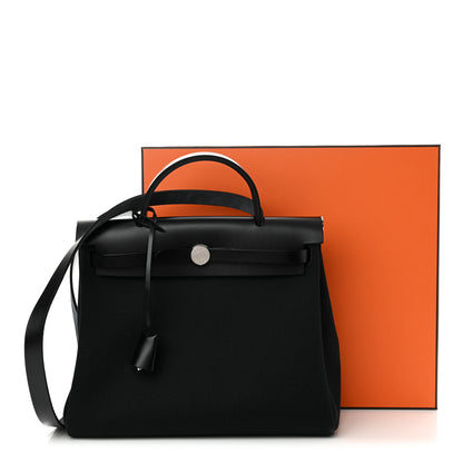 Hermes Military Toile Vache Hunter Herbag Zip Retourne 31 PM Black 11 of 11