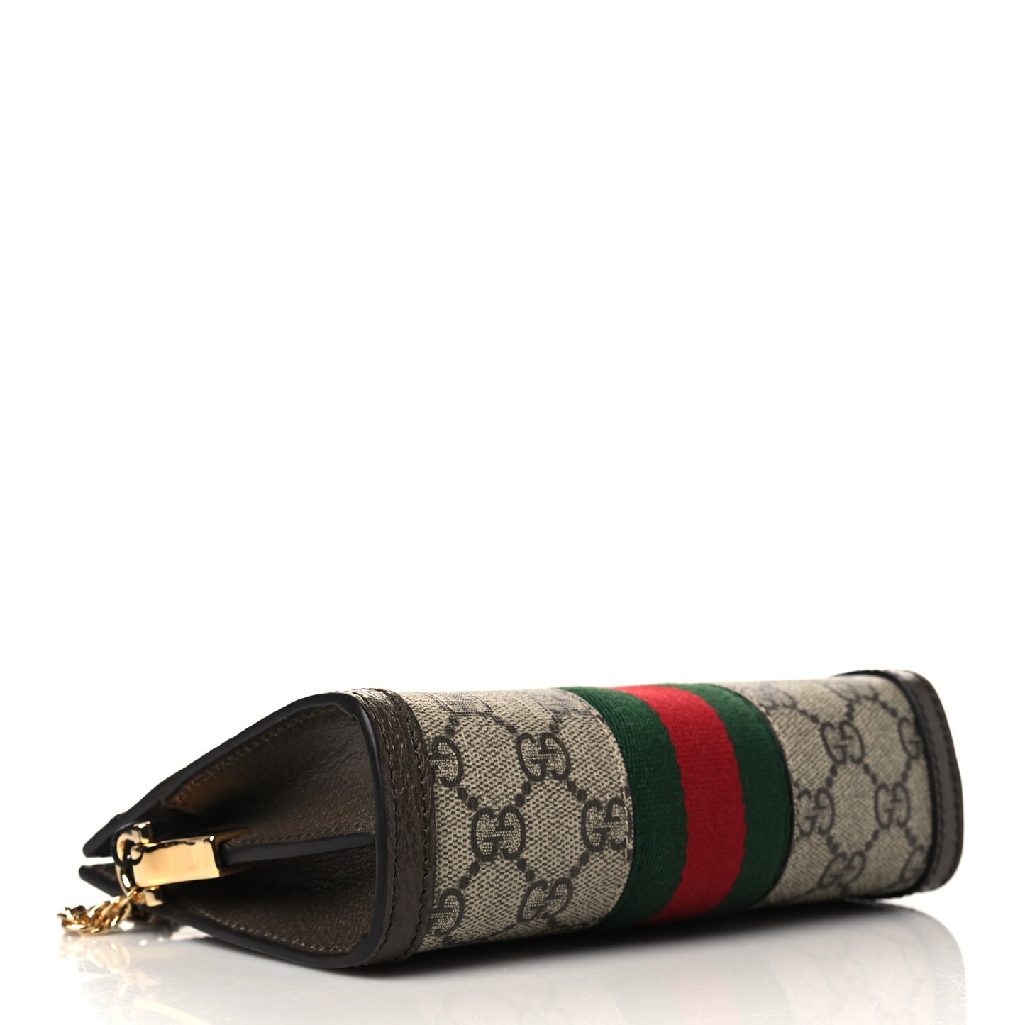 GG Supreme Monogram Textured Dollar Calfskin Web Mini Ophidia Chain Shoulder Bag Beige Ebony New Acero
