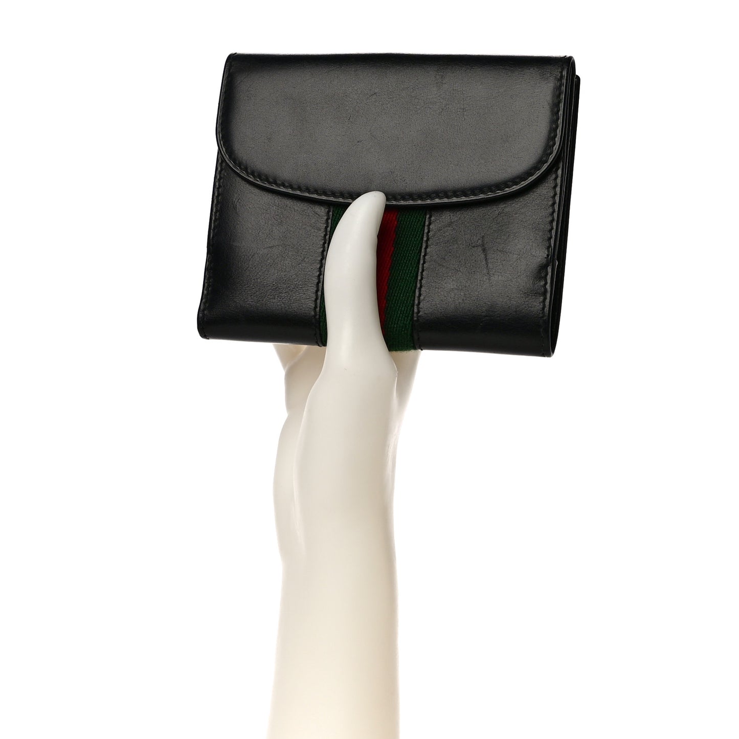 Calfskin Web Compact Wallet Black