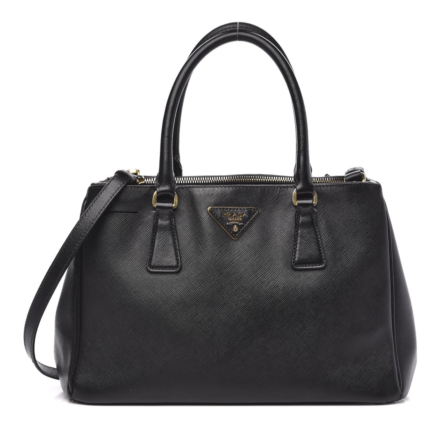 Saffiano Small Galleria Double Zip Tote Black