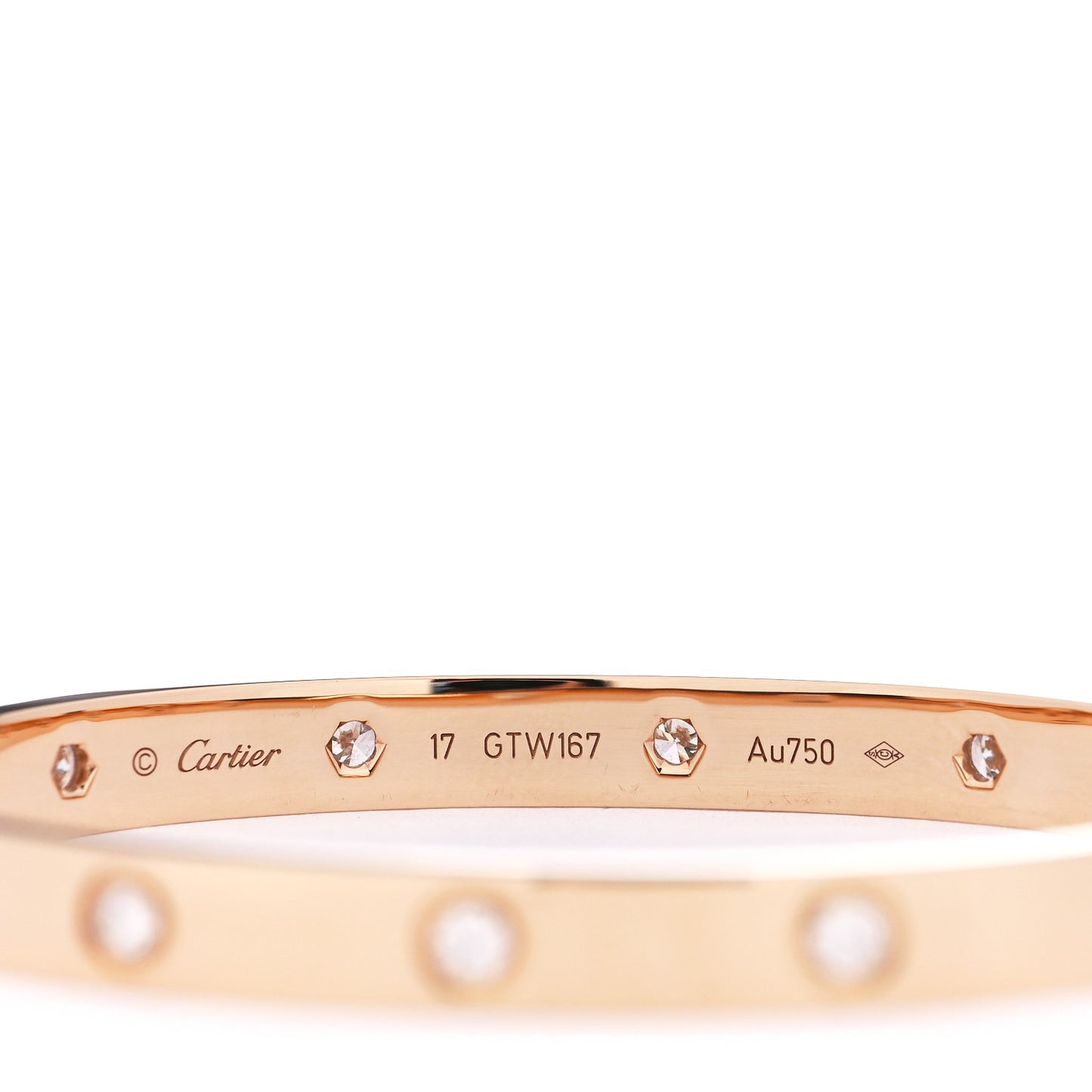 18K Pink Gold 10 Diamond LOVE Bracelet 17