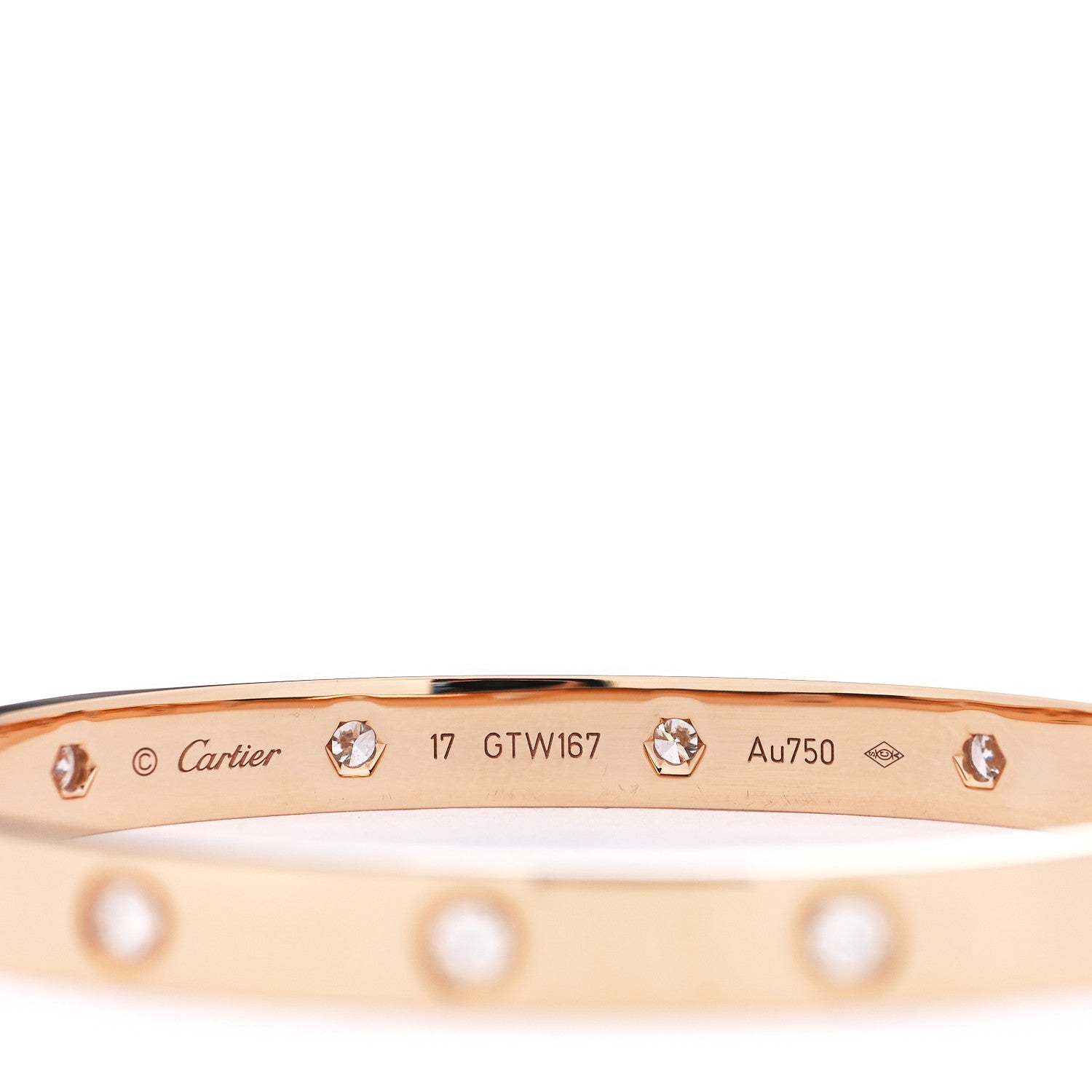 Cartier 18K Pink Gold 10 Diamond LOVE Bracelet 17 3 of 3
