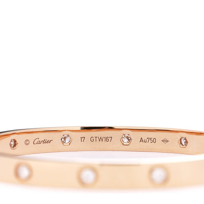 Cartier 18K Pink Gold 10 Diamond LOVE Bracelet 17 3 of 3