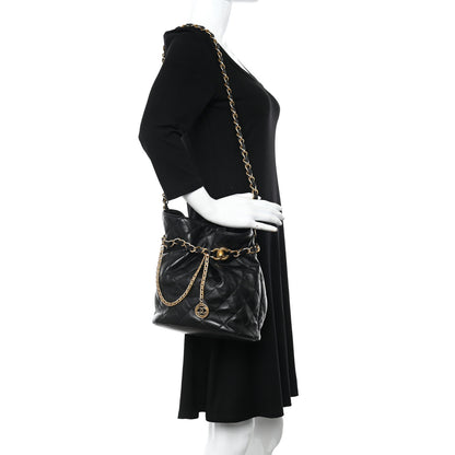 Chanel Lambskin Quilted Fancy Jewel Bucket Drawstring Bag Black 2 of 11