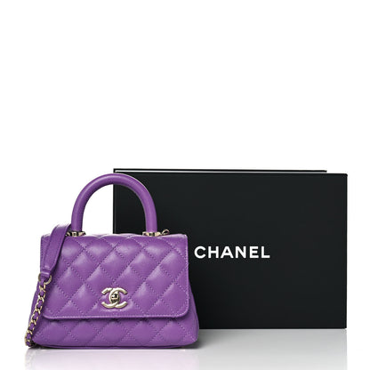 Chanel Caviar Quilted Extra Mini Coco Handle Flap Purple 10 of 10