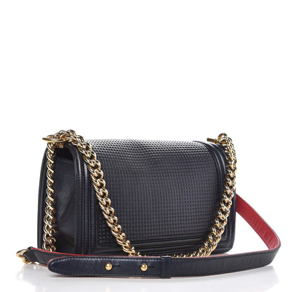 Chanel Lambskin Embossed Medium Boy Cube Flap Navy 3 of 13