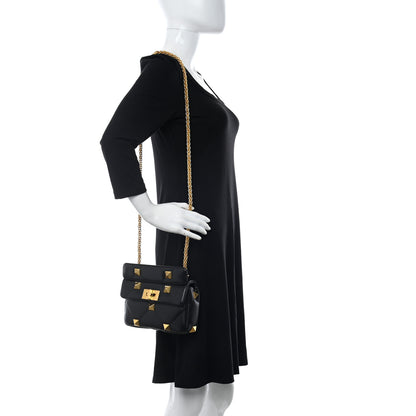 Valentino Garavani Nappa Small Roman Stud Shoulder Bag Black 2 of 10