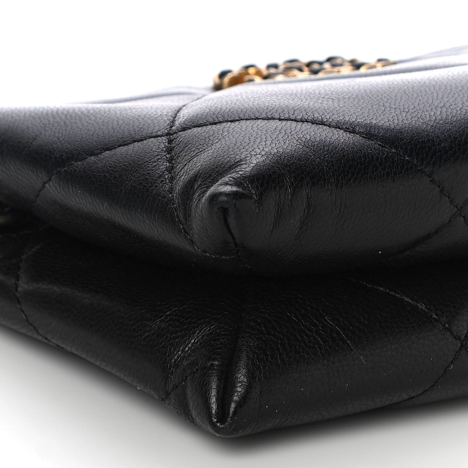 Chanel Shiny Goatskin Quilted Small Chanel 19 Pouch With Handle Black 9 of 11