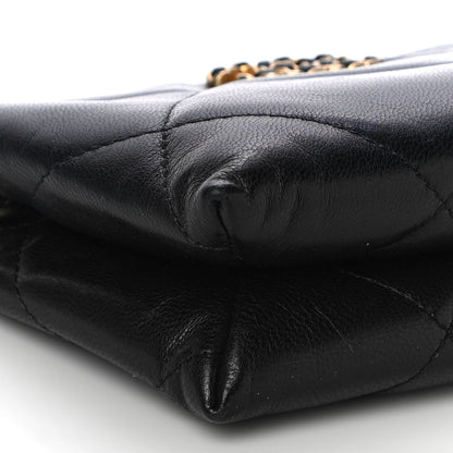 Chanel Shiny Goatskin Quilted Small Chanel 19 Pouch With Handle Black 9 of 11