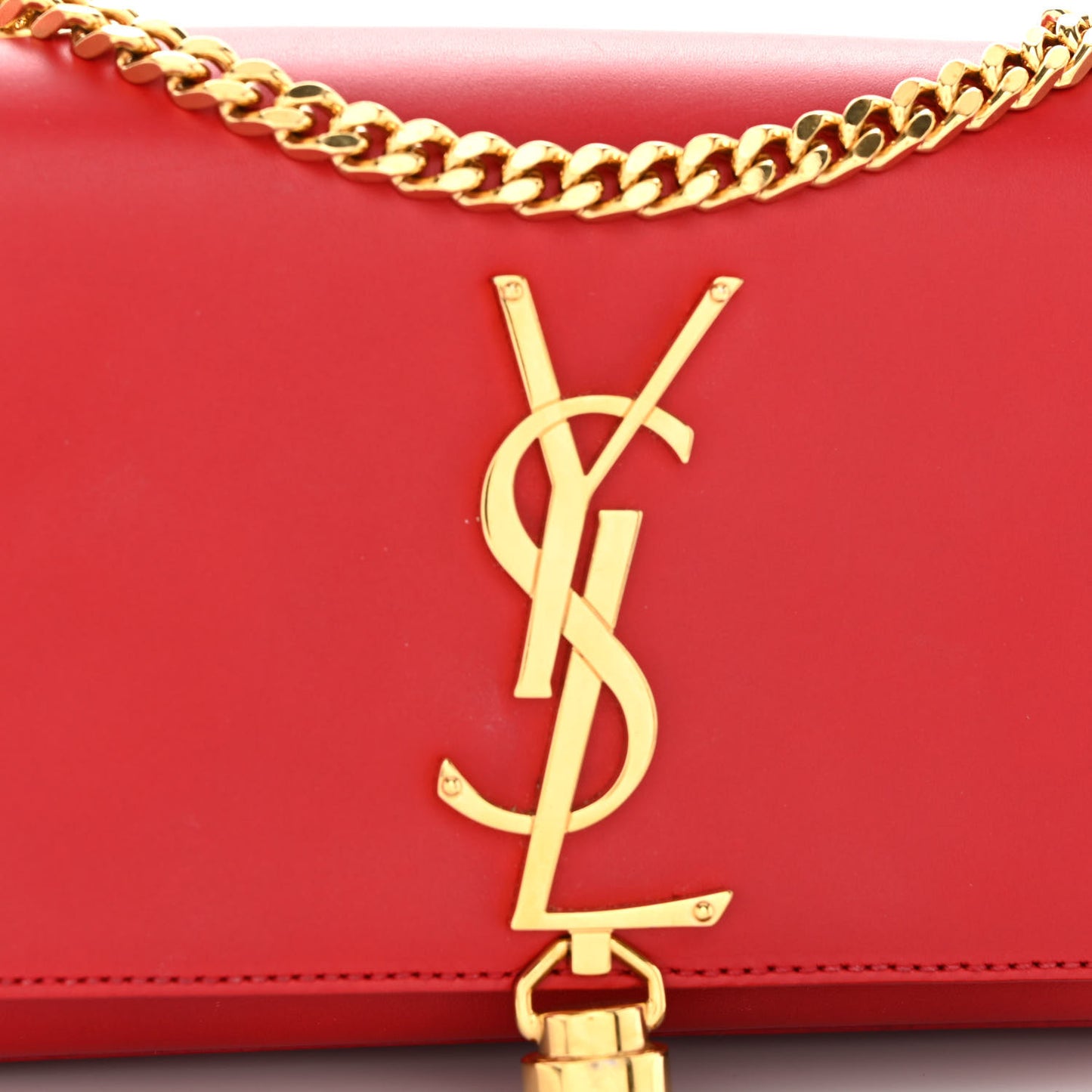 Calfskin Small Classic Monogram Kate Tassel Satchel Red