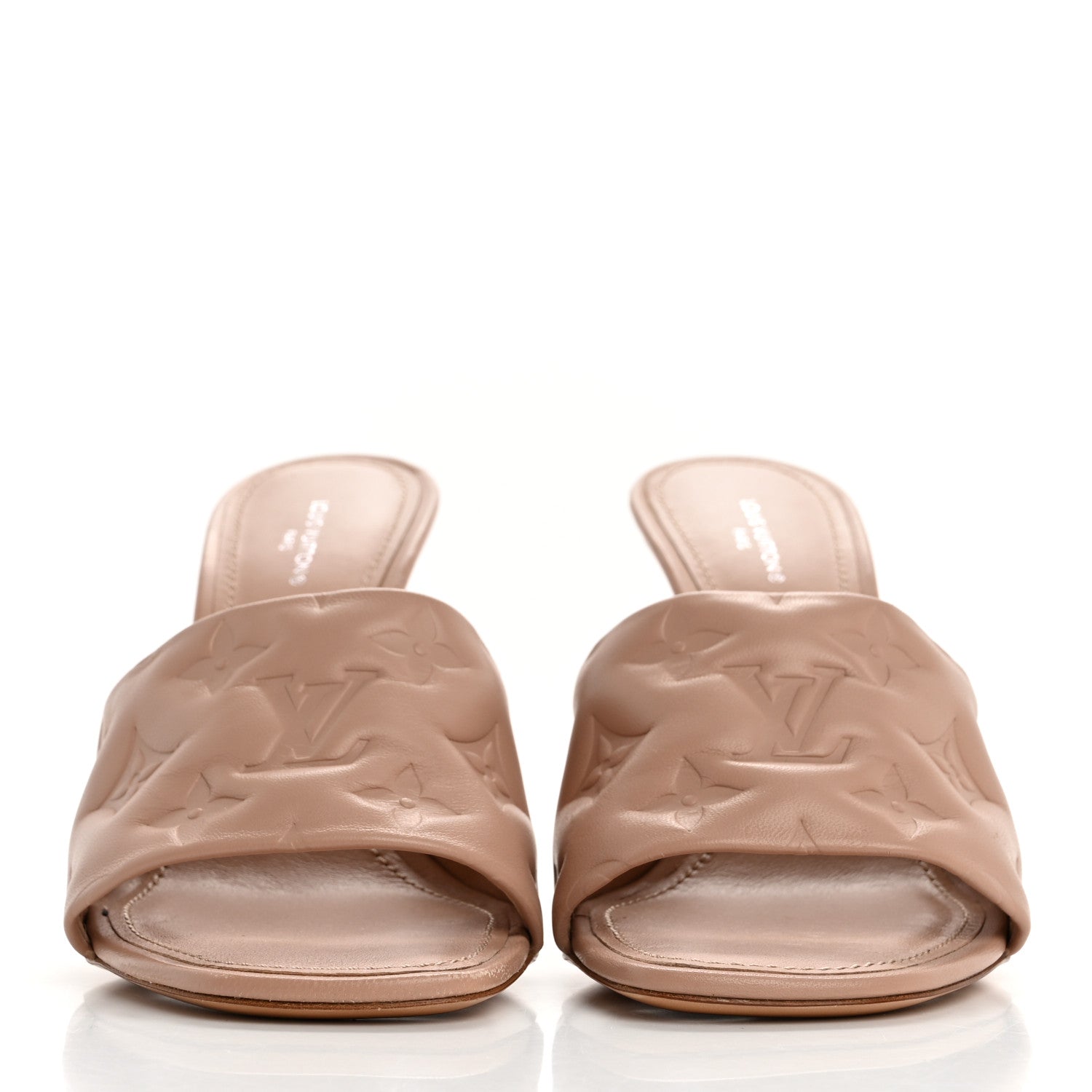 Louis Vuitton Lambskin Embossed Monogram Revival Mules 38 Beige 3 of 14