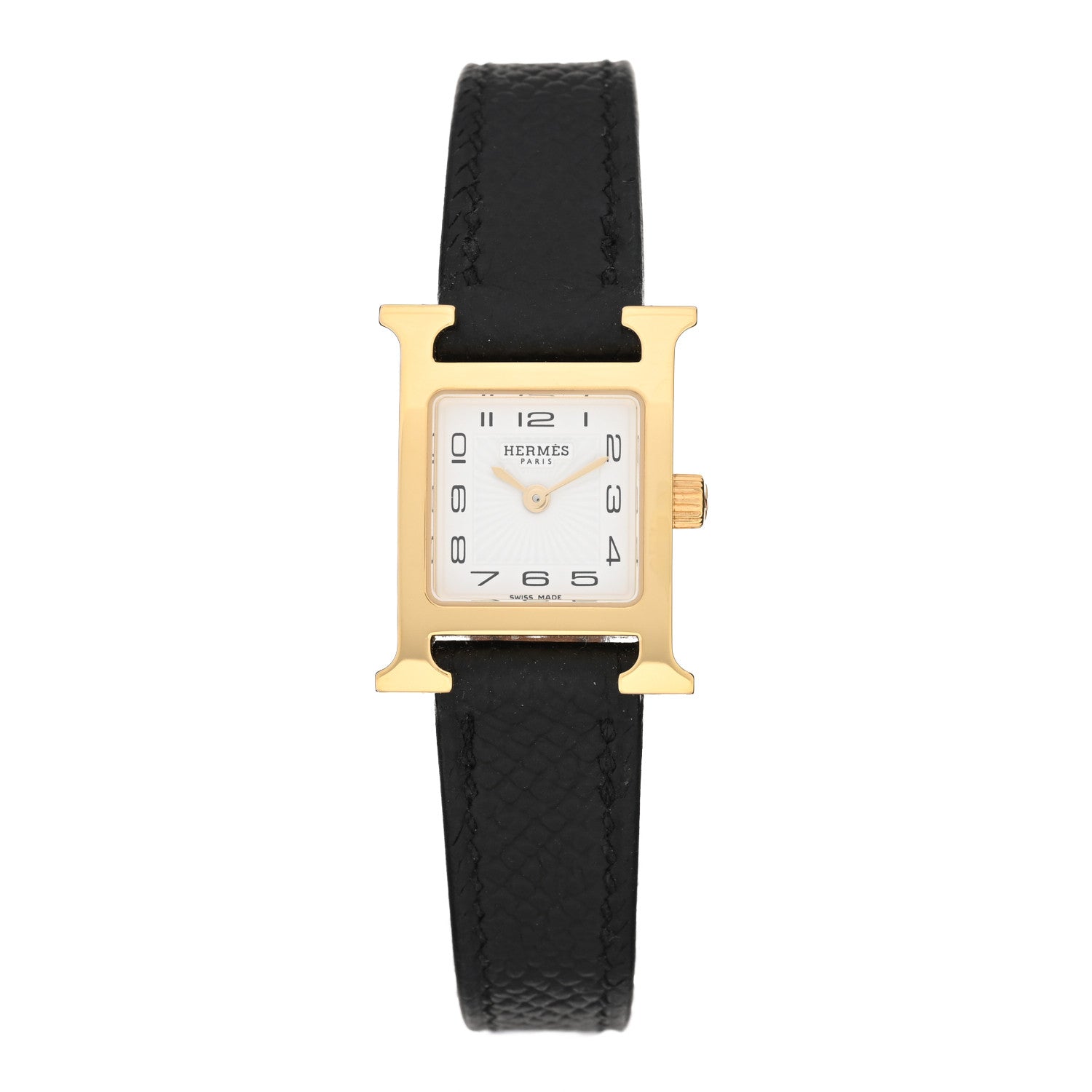 Hermes Stainless Steel Epsom 17.2mm Heure H Hour Quartz Watch Noir 1 of 5