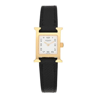 Hermes Stainless Steel Epsom 17.2mm Heure H Hour Quartz Watch Noir 1 of 5