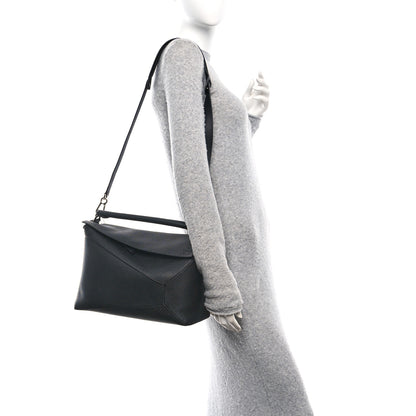 Loewe Grained Calfskin Large Puzzle Edge Bag Black 2 of 9