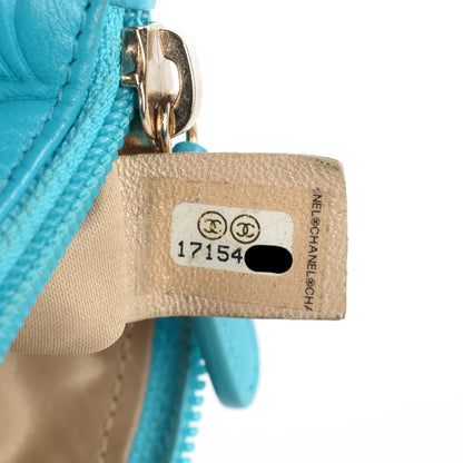 Chanel Lambskin Camellia Embossed Key Holder Case Turquoise 7 of 9