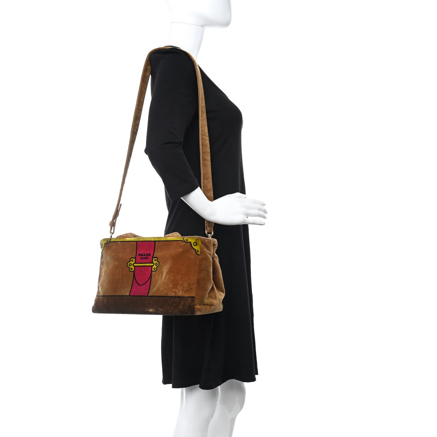 Velluto Ricamo Cahier Tote Bag Cammello