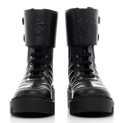 Gucci Nappa Frances GG Matelasse Platform Combat Boots 39 Black 2 of 12