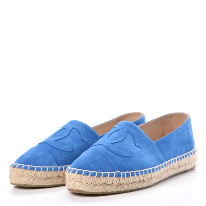 Chanel Kid Suede CC Espadrilles 36 Blue 3 of 8