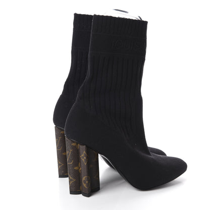 Louis Vuitton Monogram Stretch Fabric Silhouette Ankle Boots 38 Black 4 of 8