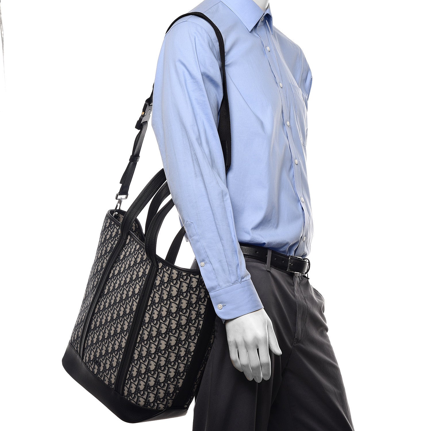 Christian Dior HOMME Oblique Grained Calfskin Tote Blue 2 of 9