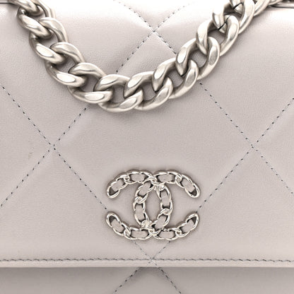 Chanel Lambskin Quilted Chanel 19 Wallet On Chain WOC Light Grey 10 of 12