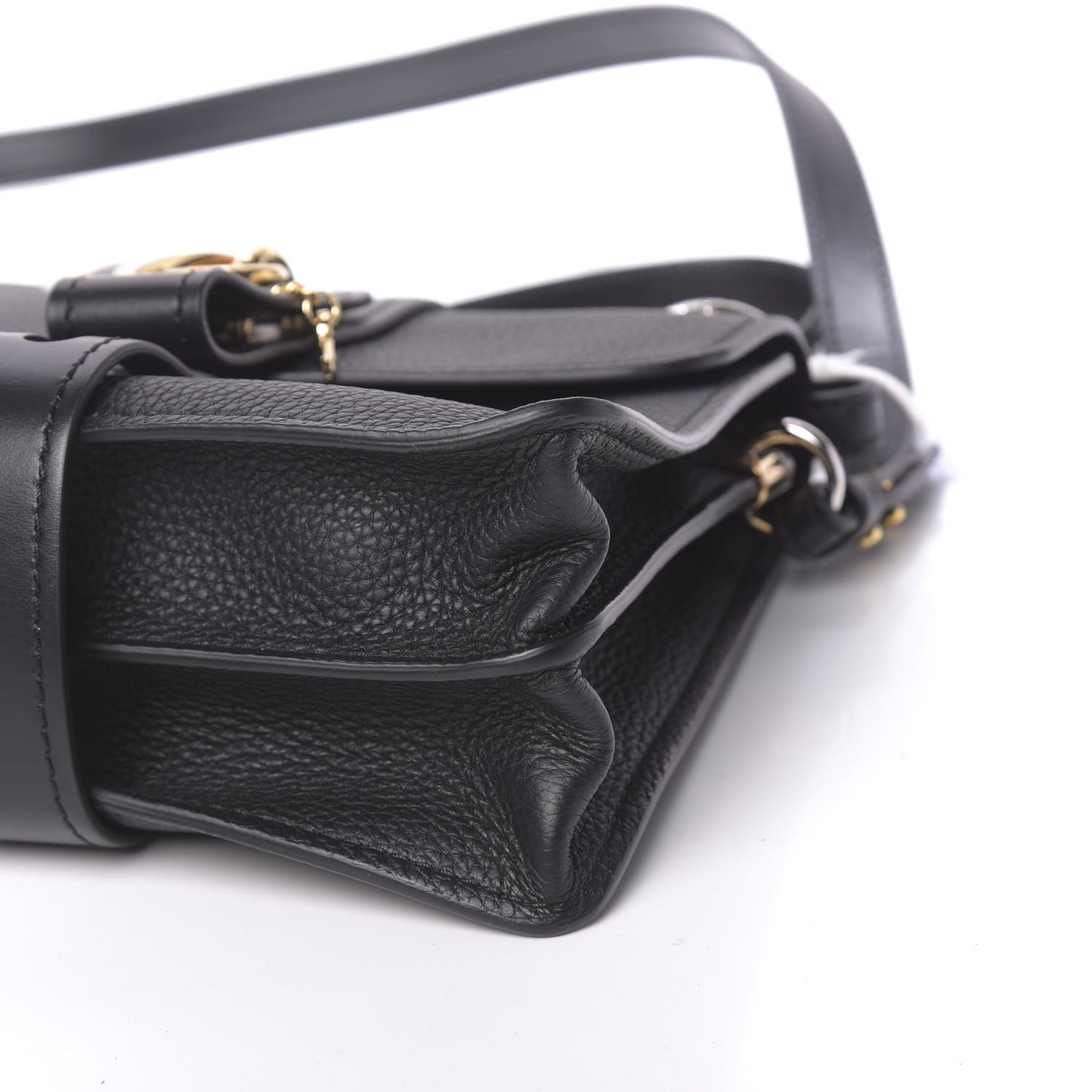Shiny Grained Calfskin Small Aby Day Shoulder Bag Black
