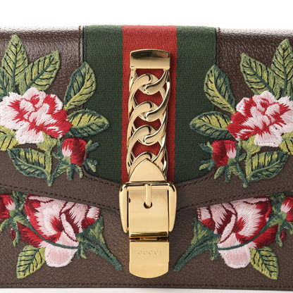 Gucci Calfskin Embroidered Sylvie Belt Bag 85 34 Brown 11 of 11
