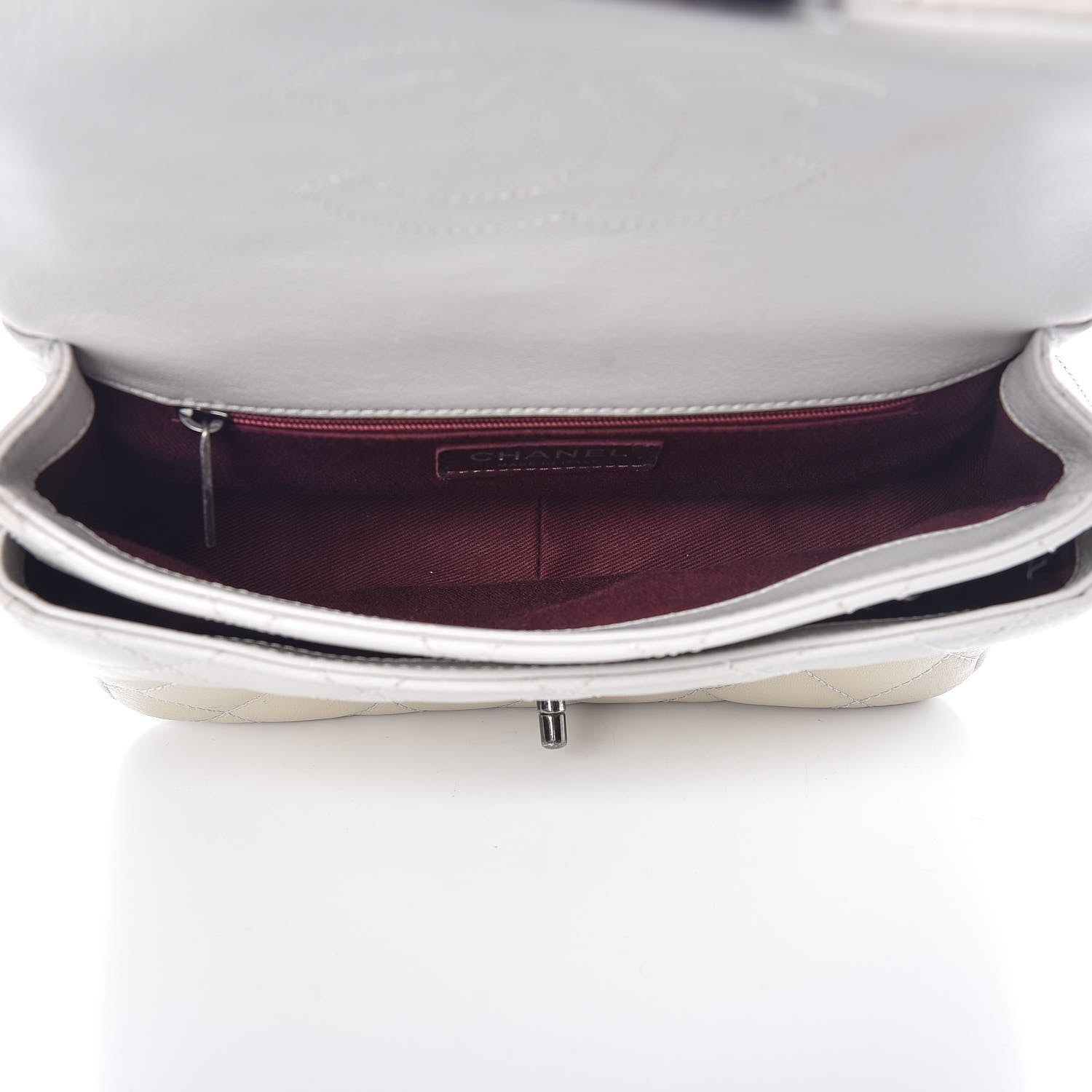Chanel Shiny Goatskin Quilted Small Double Carry Waist Chain Flap White 6 of 15