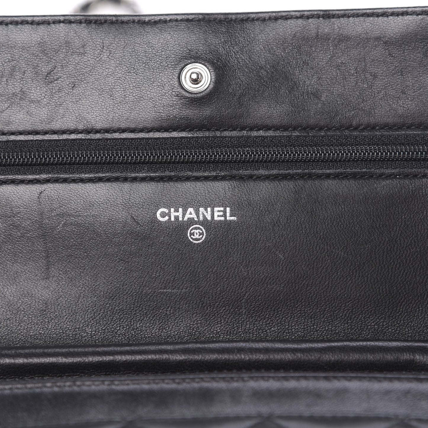 Lambskin Quilted Wallet On Chain WOC Black