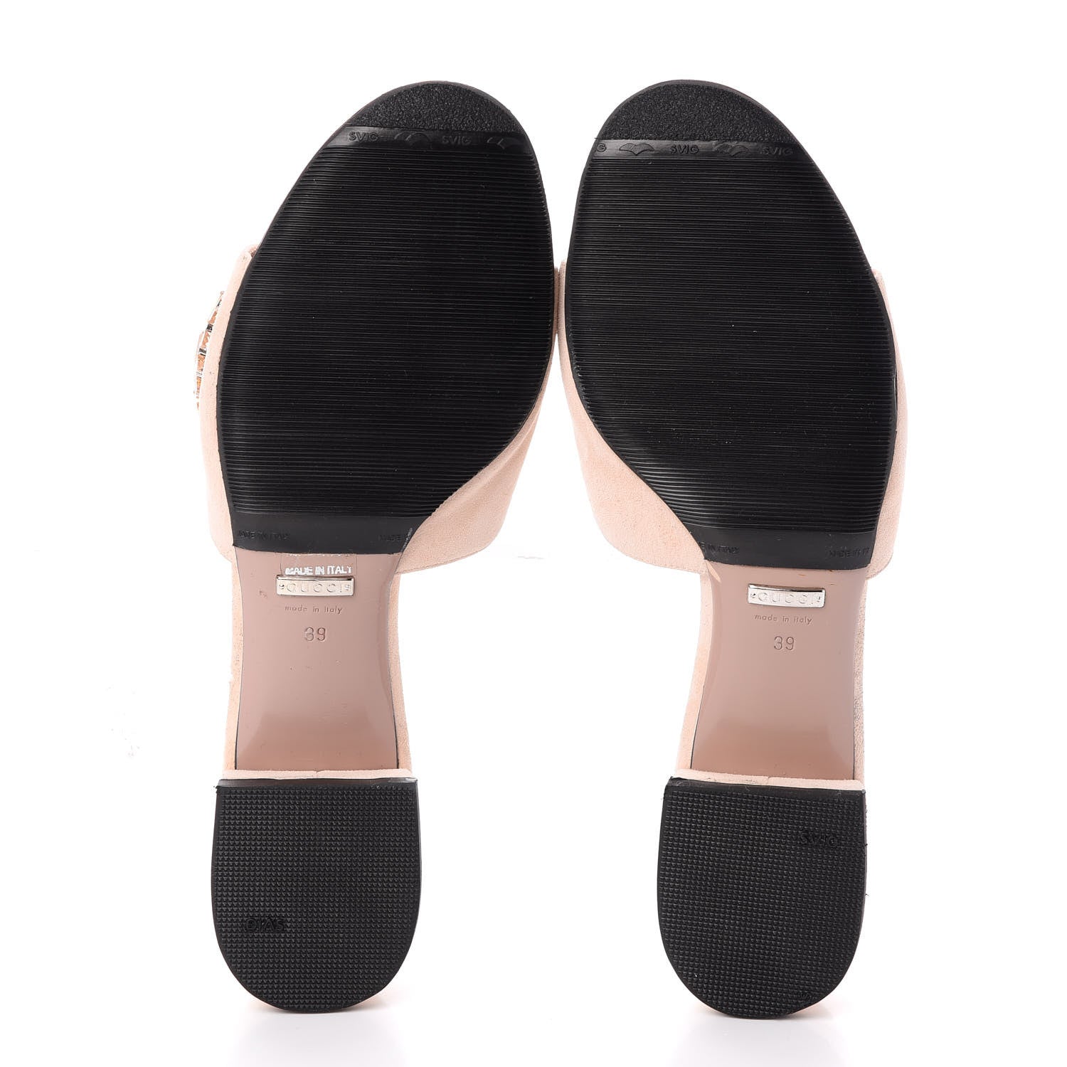 Gucci Suede Crystal Maxine Horsebit Slide Sandals 39 Blush Pink 7 of 7