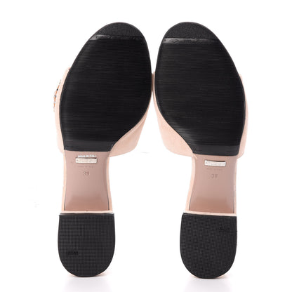 Gucci Suede Crystal Maxine Horsebit Slide Sandals 39 Blush Pink 7 of 7