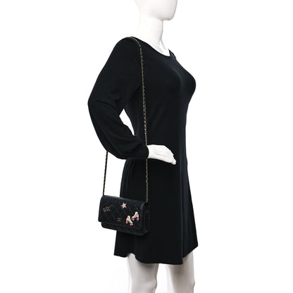 Chanel Lambskin Quilted Enamel Wallet On Chain WOC Black 2 of 11