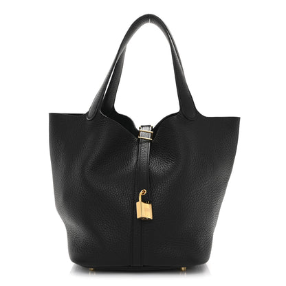 Hermes Taurillon Clemence Picotin Lock 22 MM Black 1 of 10