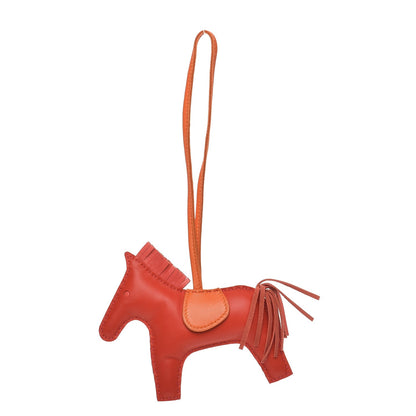 Hermes Milo Lambskin Grigri Rodeo Horse Bag Charm MM Rouge Rose Indien Jaipur Feu 1 of 4