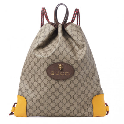 Gucci GG Supreme Monogram Neo Vintage Drawstring Backpack Beige New Acero Crop 1 of 10