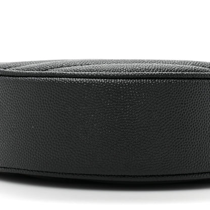 Saint Laurent Grain De Poudre Matelasse Chevron Quilted Round Vinyle Camera Bag Black 9 of 11