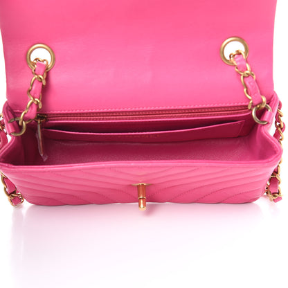 Chanel Lambskin Chevron Quilted Mini Rectangular Flap Pink 5 of 12