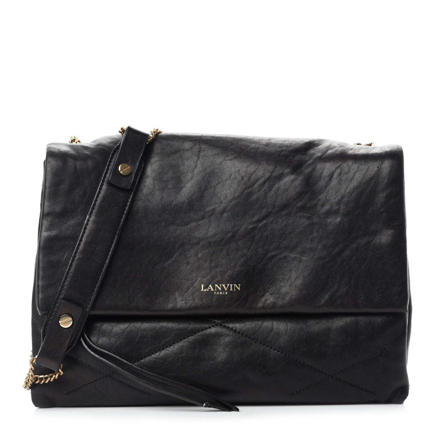 Lambskin Quilted Medium Sugar Flap Shoulder Bag Black
