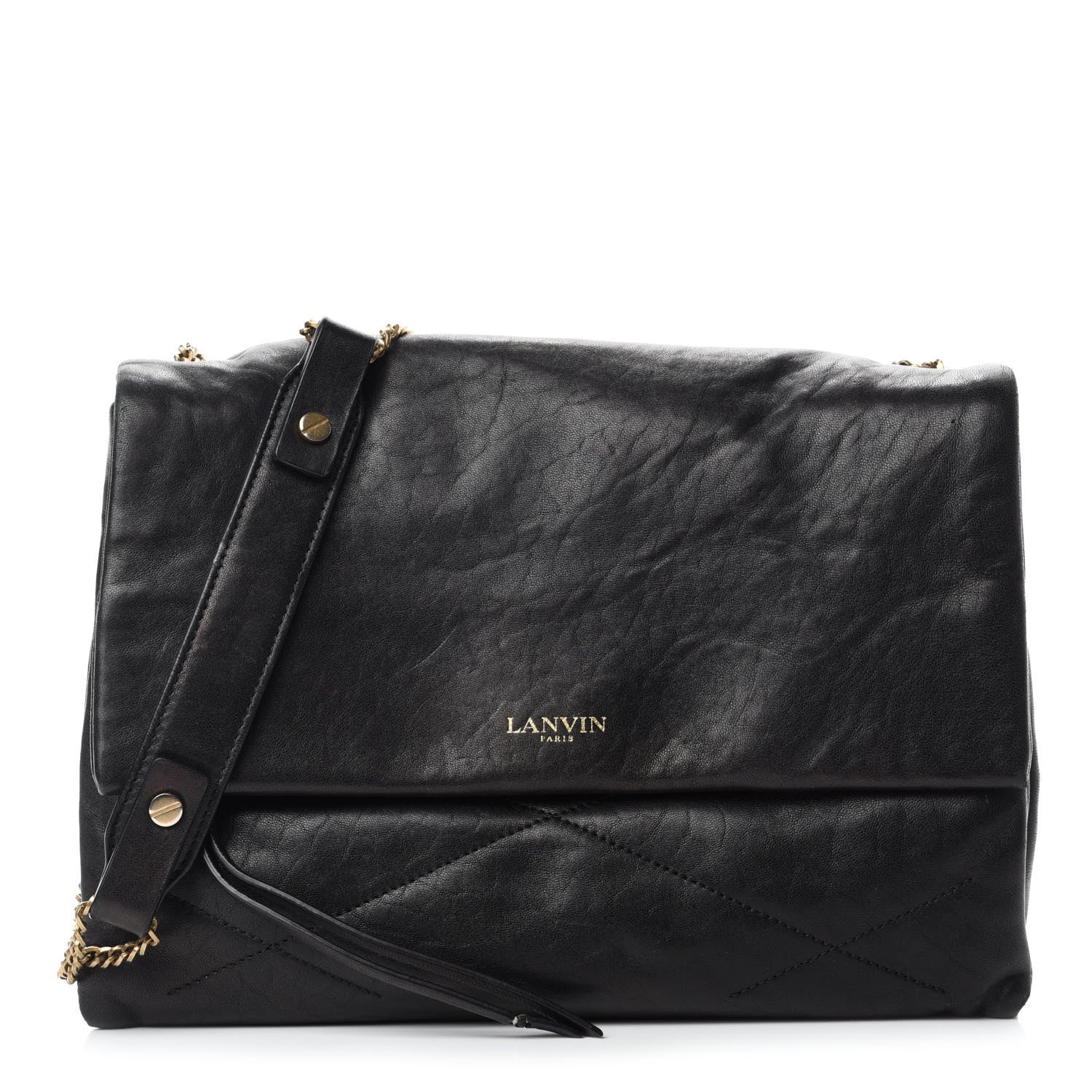 Lanvin Lambskin Quilted Medium Sugar Flap Shoulder Bag Black 1 of 14