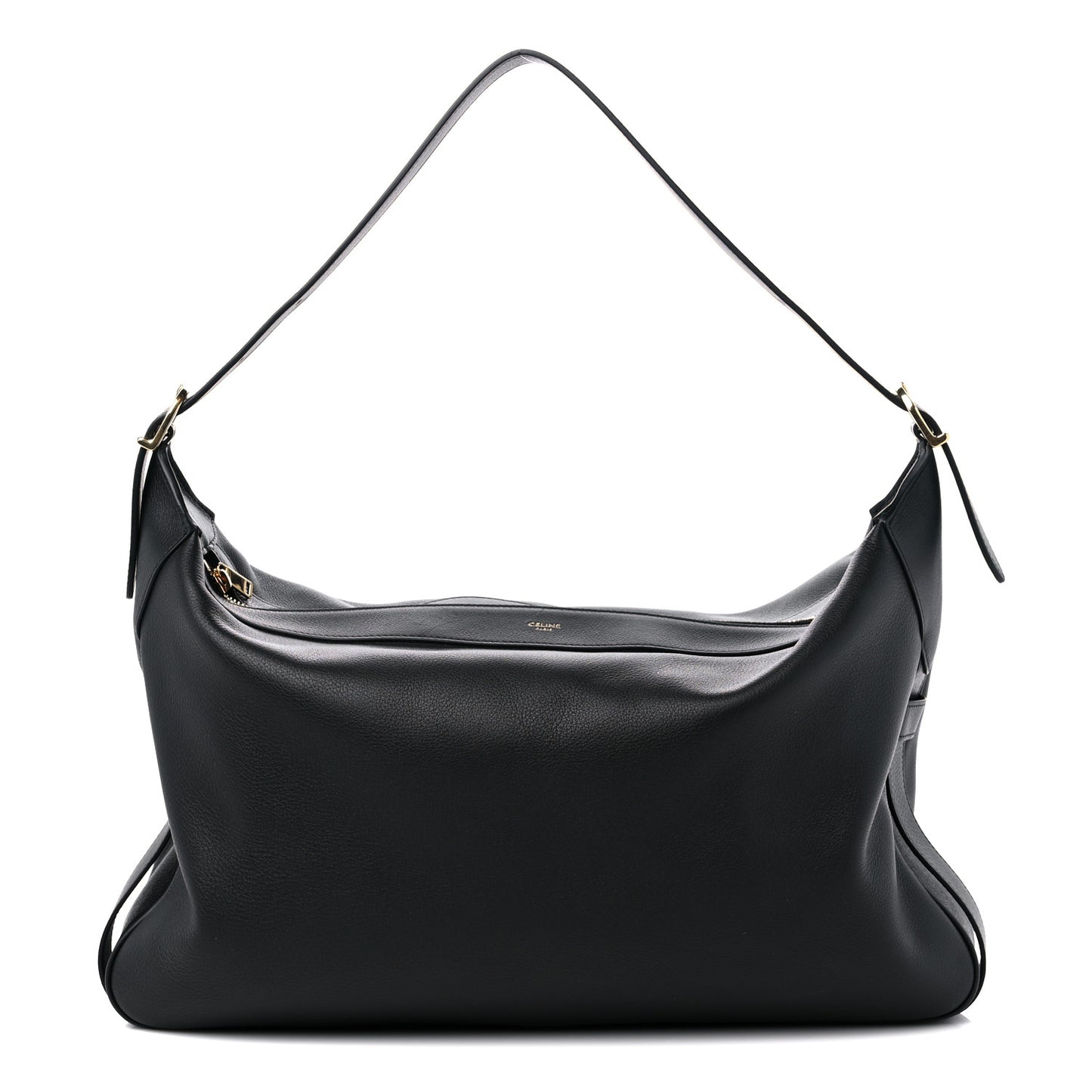 Supple Calfskin Large Romy Shoulder Bag Black