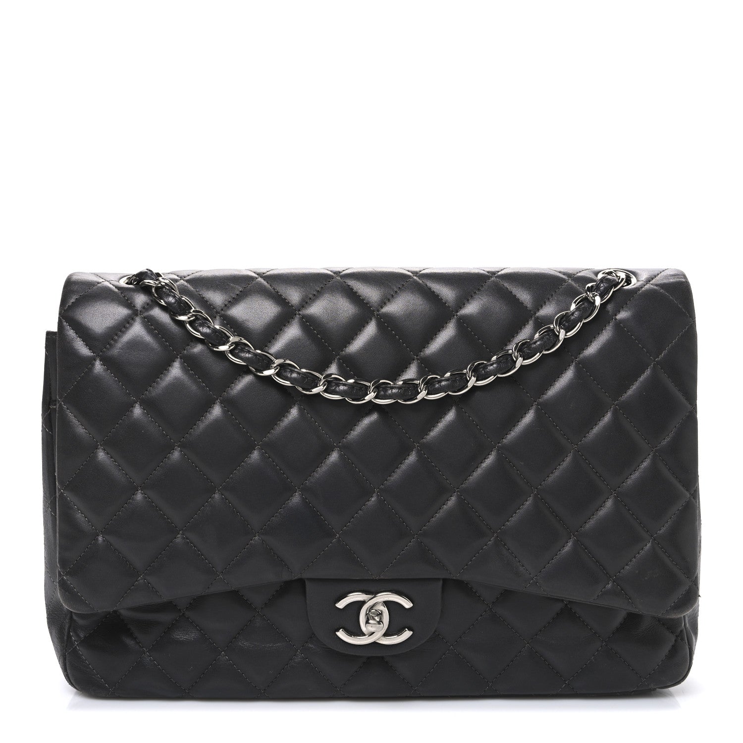 Chanel Lambskin Quilted Maxi Double Flap Dark Grey 1 of 10