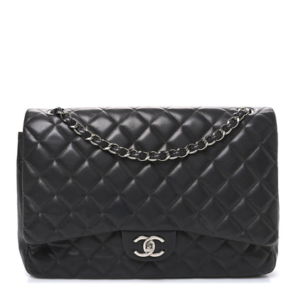 Chanel Lambskin Quilted Maxi Double Flap Dark Grey 1 of 10