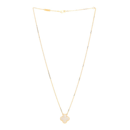 Van Cleef & Arpels 18K Yellow Gold Mother of Pearl Vintage Alhambra Pendant Necklace 3 of 5