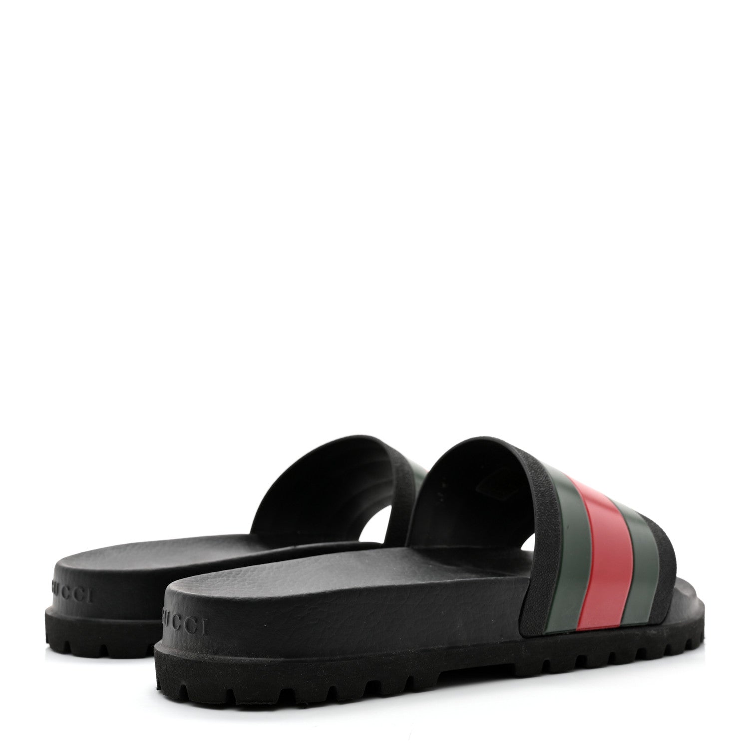 Gucci Rubber Web Mens Slide Sandals 12 Black Green Red 4 of 9