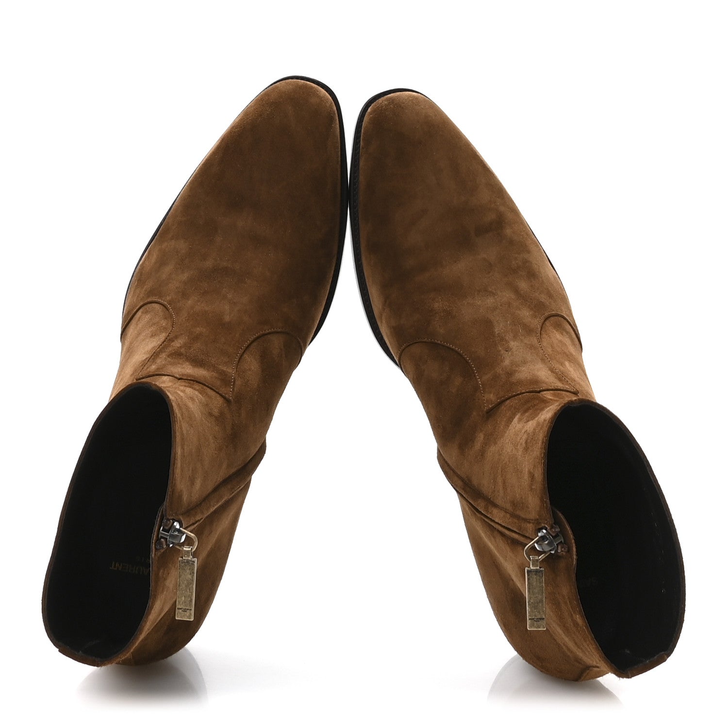 Saint Laurent Suede Calfskin Mens Wyatt 40 Zip Boots 45 Land 2 of 8