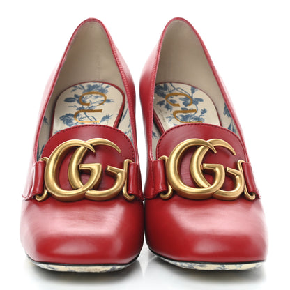 Gucci Malaga Kid GG Victoire 95mm Loafer Pumps 36 Hibiscus Red 2 of 11