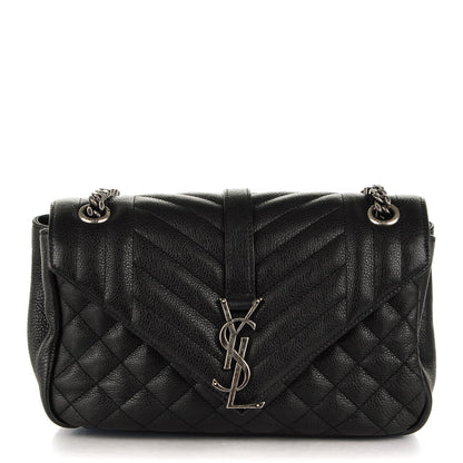 Saint Laurent Sheepskin Tri-Quilt Monogram Medium College Bag Black 1 of 7